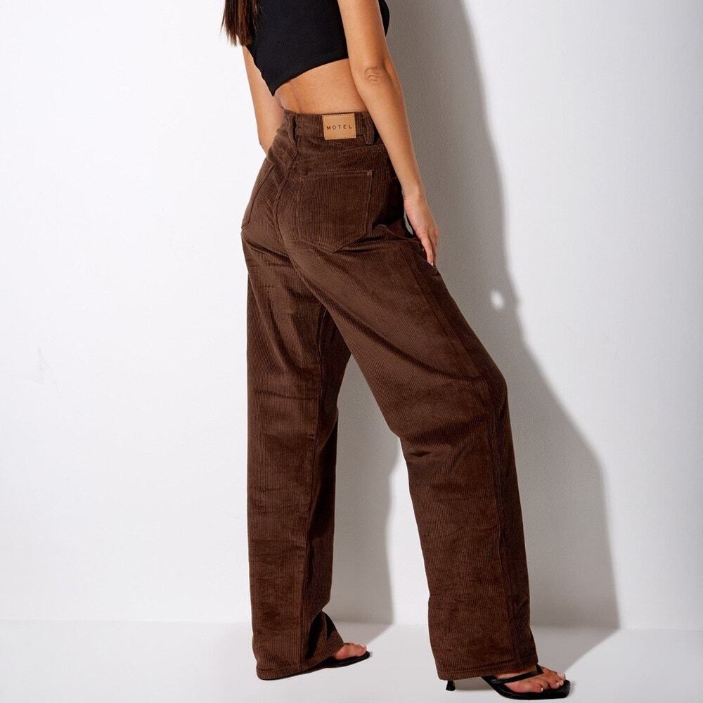 Motel Parallel High Rise Corduroy Jeans Dark Chocolate Brown NWT S 33L